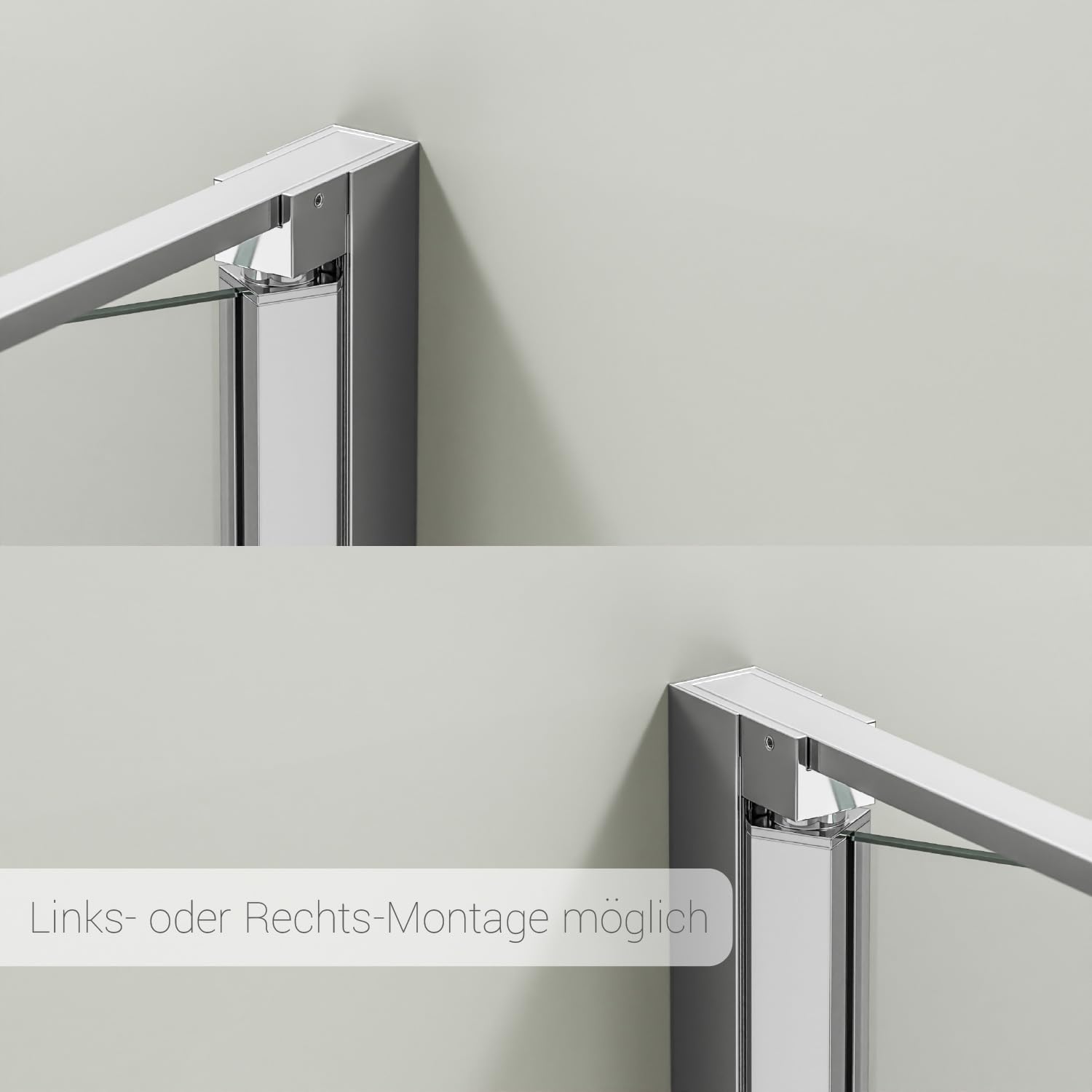 Bernstein Duschkabine ESG-Glas Duschabtrennung EX416S mit Nano, Eck-Dusche mit Hebe-Senk-Mechanismus, flexible Montage der Duschtür, Duschwand mit Drehtür, 90 x 90 x 195 cm, ohne Duschtasse