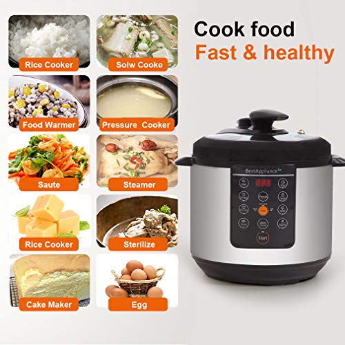 Rice Cookers 6 Qt Electric Pressure Cooker Slow Cooker,Multi-Use Programmable For Slow Cook, Saute, Yogurt, Steamer, Warmer - Thumbnail 2
