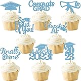 48PCS Graduation Cupcake Topper Glitter Grad Class Food Picks Congratulations Party Decoration Ideas