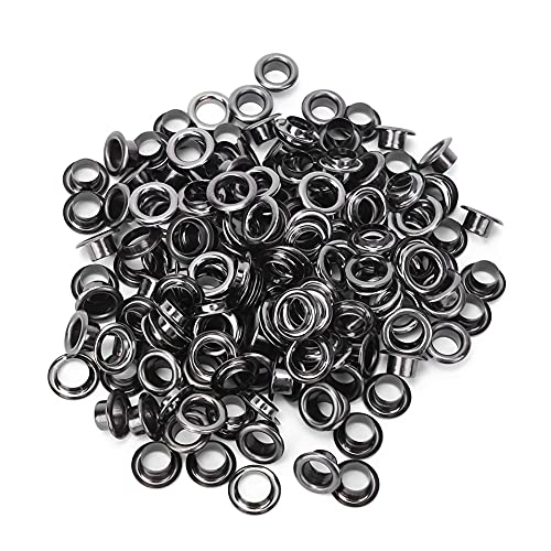 100 œIllets à œIllets, 6 mm en Laiton Double Face œIllet Creux Rivet Bricolage Artisanat Boucle Rivet Pièces de Quincaillerie pour VêTements Sac Rideaux Ceinture Chaussure(Noir) Cover
