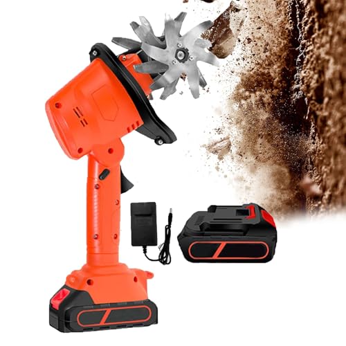 21v Cordless Tiller For Gardening, 360 Rpm Electric Garden Tiller, 2-en-1 Powered Mini Cultivator Con 2.0ah Batteries & Charger, 5" Tilling Width, 4" Depth, For Lawn/soil Cultivation 2 Battery 2 Batte