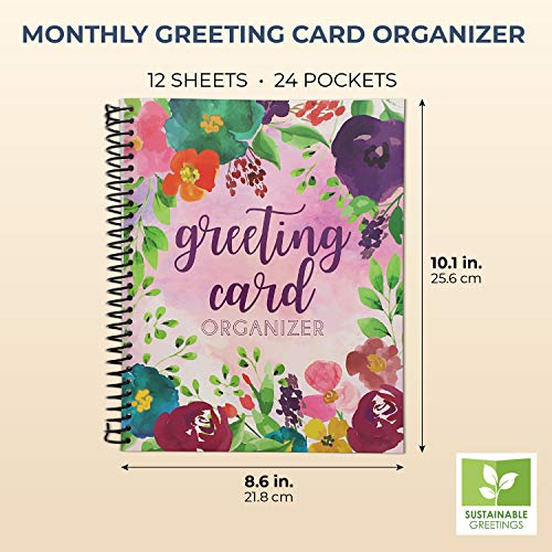 Sustainable Greetings Floral Greeting Card Organizer Book – 10 x 8.5 Inches