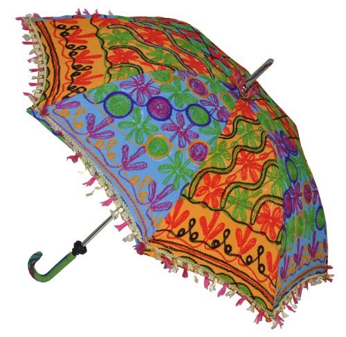 Wedding Umbrellas Indian Decorative Cotton Handmade Designer Cotton Fashion Multi Colored Umbrella Embroidery Boho Umbrellas ,Beach Umbrella Uv Protection Umbrella , Sun Umbrella Parasol 10 Pcs Lot #TOP4