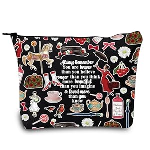 LEVLO Mary Movie Cosmetic Make up Bag Mary Fans Gift You Are Braver Stronger Smarter Than You Think Makeup Zipper Pouch Bag For Women Girls (Always Mary Black)