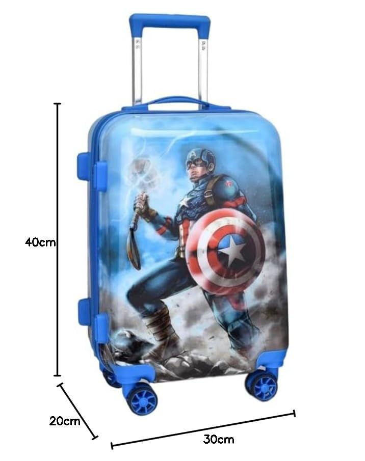 Image of ADSON Abs Kids Trolley 360 Rotating Luggage 360 Degree Wheels Captain America Non-Breakable 20 Inch Kids Hardsided Suitcase with 4 Wheels, 360 Degree Wheel Travel Trolley Bag (Design 18)