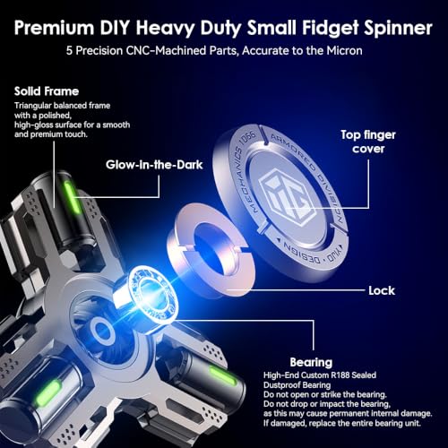 Image of Fidget Spinners, Fidget Spinner Gifts for Adults and Kids, Stress Anxiety ADHD Relief Figets Toy, Metal Finger Hand Spinner Toys with Luminous Light, Spinner Absorb Solar Light Then Release in Dark