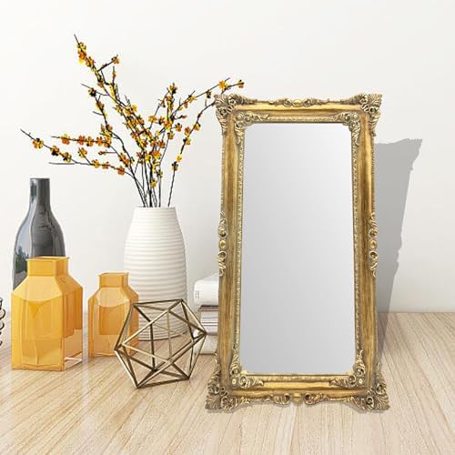 JANDERART Gold Vintage Mirror 8x14 Inch, Antique Ornate Decorative Mirror for Desk & Wall, Small Vanity Mirror for Makeup Wall Decor, Antique Gold - Image 5