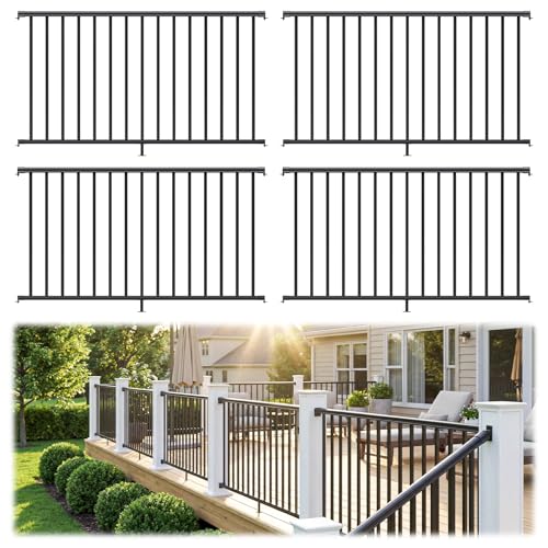 Image of Egadis 4 Pack 36 in x 6 ft Aluminum Porch and Deck Railing Kit Without Post