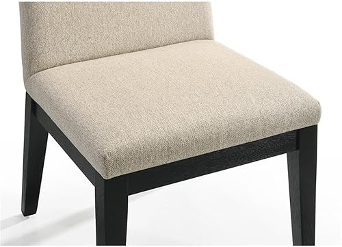 Miniatura 7 de Lilola Home Jasper - Juego de 2 sillas de comedor tapizadas color beige, sillas contemporáneas con marco de madera negra ébano, juego de 2 sillas de