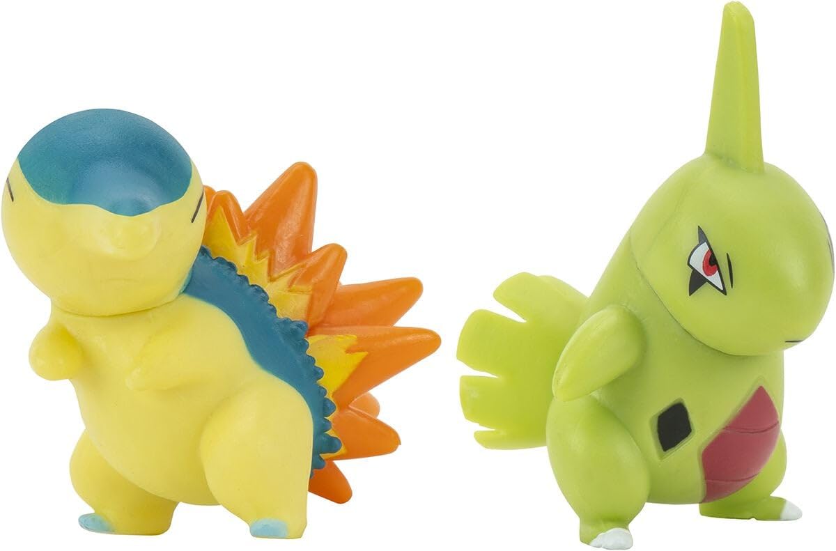 Pokmon PKW0140 Battle Figure Pack - Fiery Hedgehog & Larvitar, Official Articulated Figures, 5 cm Each