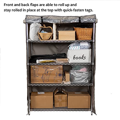 Ylovan Storage Shelf Cover Wire Rack Shelving Dust Protective, Fits Racks 48" Lx19''Dx72''H One Side See Through Panel (Cover Only) #TOP3