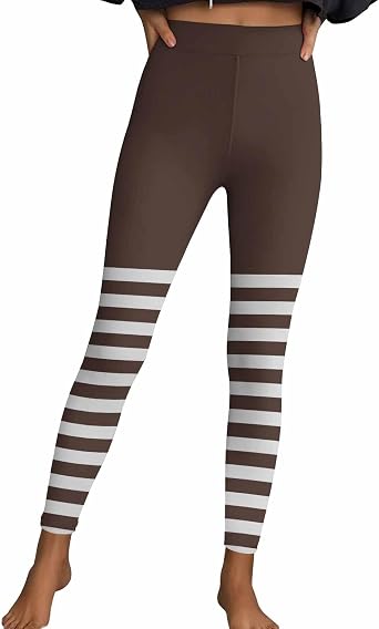 Womens Halloween Leggings Striped Printed Yoga Pants High Waisted Tummy Control Activewear Workout Leggings