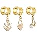 TBOSEN 6PCS Set Gold Crystal Large Dangle Ear Gauges Tunnels Plug Fashion Stretching Tapers Expander Body Piercing Jewelry 2g-5/8 in 6mm-16mm