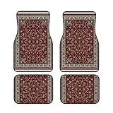 SHANGYINGJI Rust Red Oriental Rug 4 Pieces Car Floor Mats Car Carpets Full Sets Universal Fit for SUV, Vans, Sedans, Trucks All Weather Protection Auto Foot Carpet
