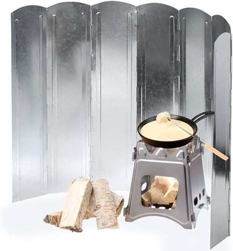 Japard - Parabrisas plegable para estufa de campamento, quemador de propano grande y alto, 8 placas de 23 pulgadas de alto y 46 pulgadas de ancho,