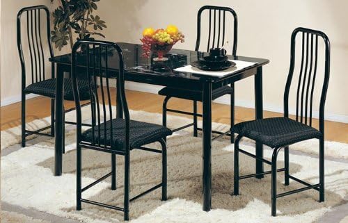 Amazon.com - 5pc Metal Dining Table & Chairs Set in Black Finish - Table & Chair Sets
