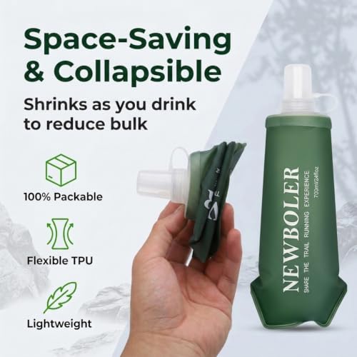 Image of PROBEROS Soft Flask 500ml Collapsible Water Bottle Hydration Bottle Leakproof TPU Flask for Running Hiking Cycling Outdoor Sports