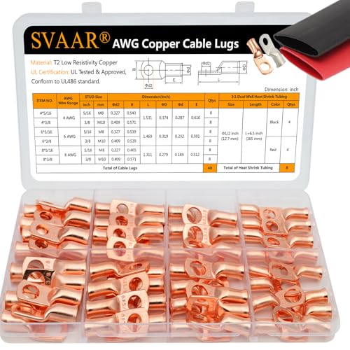 SVAAR 4 6 8 AWG Battery Lug Heavy Duty Battery Cable Ends
