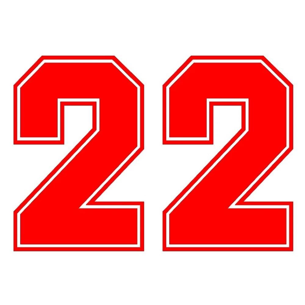 Numbers 22 Car Sticker Automobiles Motorcycles Exterior Accessories Vinyl Decal(Red,15cm x 10.4cm)