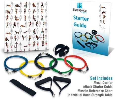 BONROB Resistance Bands Set (13pcs), Exercise Resistance Bands with Handle, Door Anchor, Foot Ankle Straps, Exercise Guide Book & Waterproof Carry Bag, for Home & Gym Training