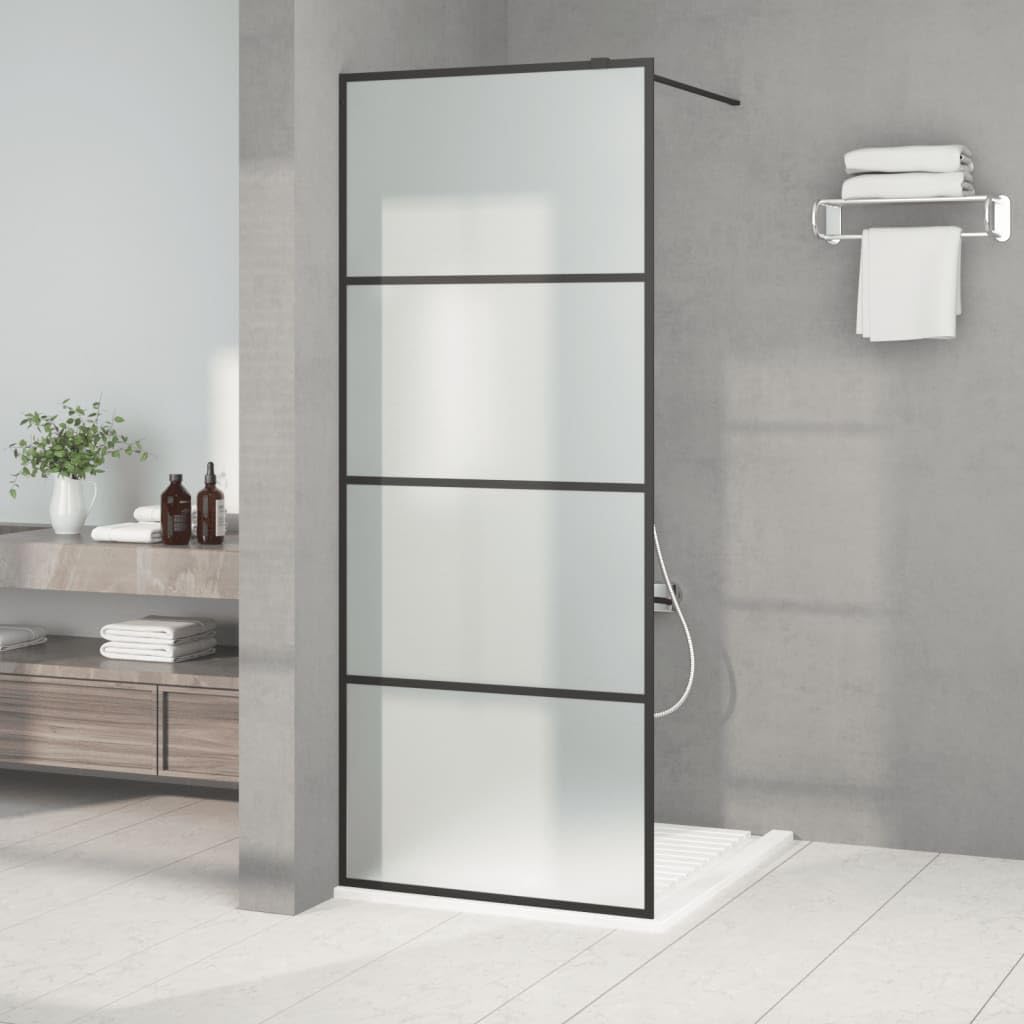 Fengshui Ścianka prysznicowa Walk-In czarna 80 x 195 cm ESG matowa | 5 mm szkło bezpieczne ESG, aluminiowa rama, regulowany profil, instrukcja montażu w zestawie