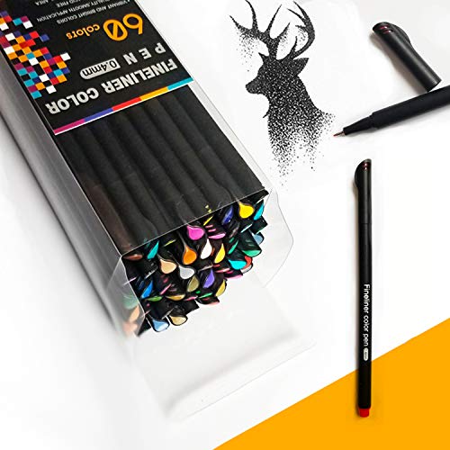 ARTOYS 60 Colored Journaling Pens Fine Tip Drawing Pens Markers 0.4mm Fineliner Micro Pens Markers Pigment Pen Fineliner Color Pen Set for Beginners Writing, Signature, Illustration Design