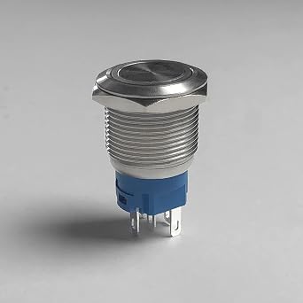 MGI SpeedWare Billet Push Button Switch with Socket, 3A 12vDC Ring LED, 3/4 19mm (Momentary, Blue)
