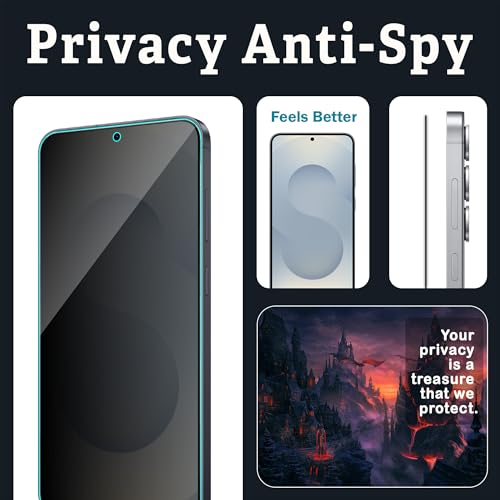 Image of ArmourPro Borderless Privacy Tempered Glass for Samsung Galaxy S25 / Samsung S24 - Anti-Spy Anti Peeping Screen Protector, Edge-to-Edge Coverage, 9H Anti-Scratch, Case Friendly, Easy Installation Kit