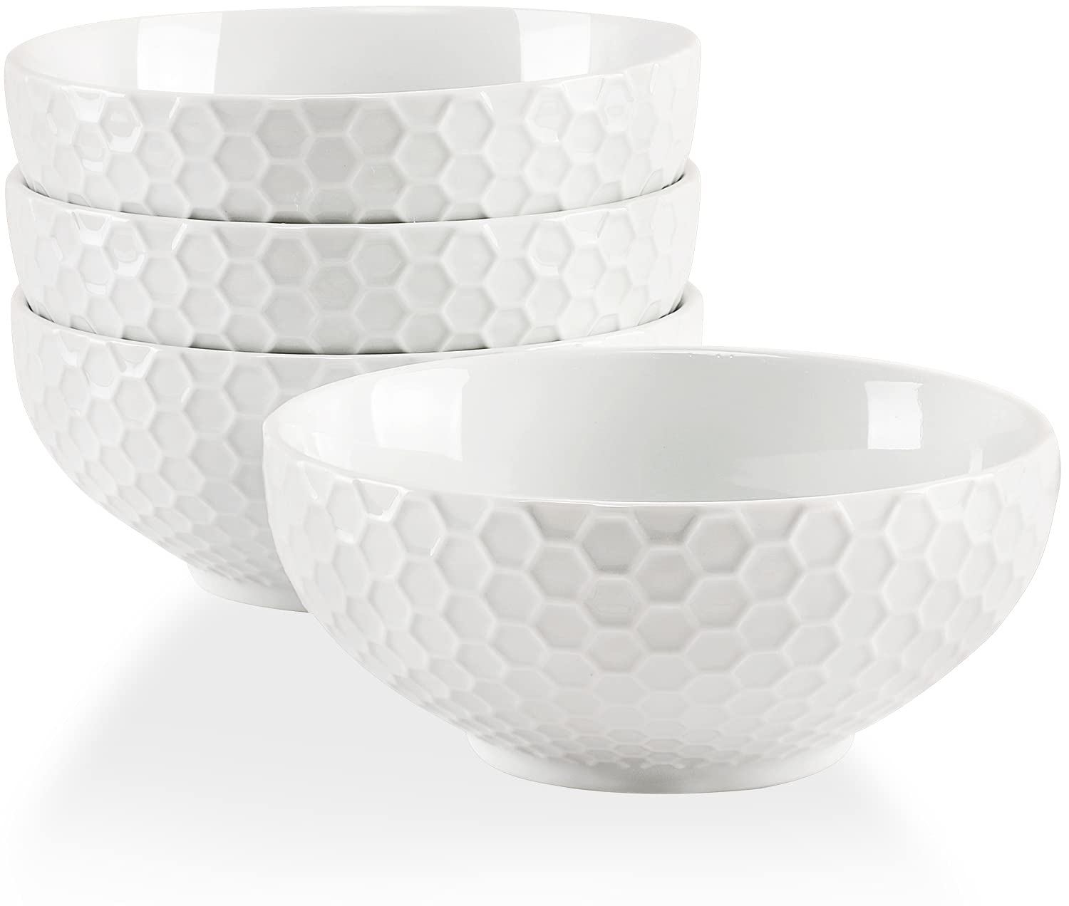 BuyajujuCereal Soup Bowls, 20 Ounce White Bowls Set, Porcelain Bowls for Oatmeal, Rice, Salad, Pasta and Noodle, Set of 4