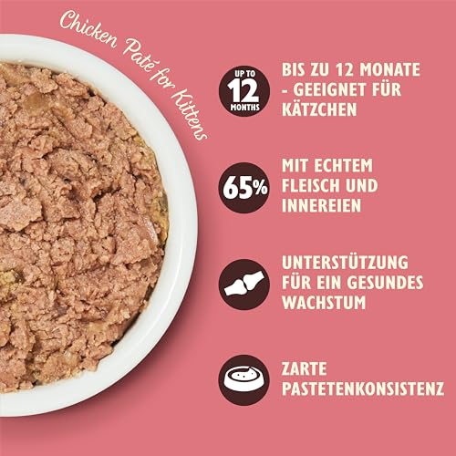 Lily’s Kitchen Vollwertnahrung Nass Katzenfutter für junge Katzen 19 Schalen (19 x 85g) Geflügel