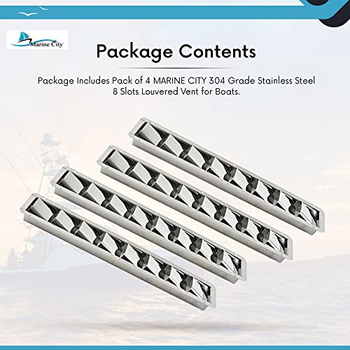 Marine City 304 Grade Polished Finish Stainless Steel 8 Slots Louvered Vent 16-13/16 × 3 × 1-1/4 Inches For Boats – Marines – Ships (Pack Of 4) #TOP6