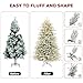 Hykolity 7.5 ft Prelit Snow Flocked Christmas Tree, 2933 PE&PVC Realistic Branch Tips, Artificial Twinkling Christmas Tree with 450 Warm White LED Lights, Metal Stand and Hinged Branches