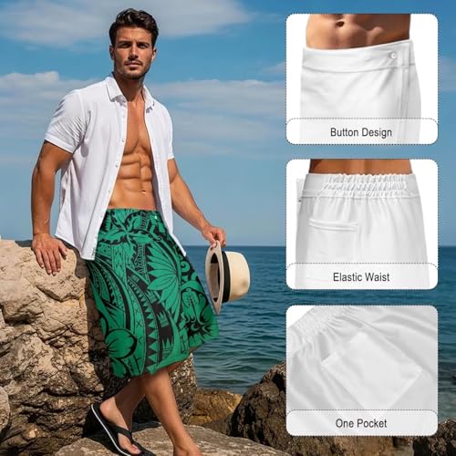 Traditional Polynesian Puletasi Samoa Sarong Pareo Samoan Mens Hawaiian Lavalava Swimsuit Cover Up with Pockets 6