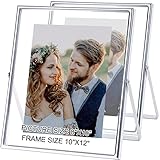 IZIDDO 8x10 Silver Floating Picture Frame set of 2, Gift Metal Glass Photo Frames, Only for Tabletop