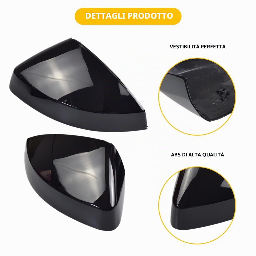 1 paio copri specchietto retrovisore copri specchietto retrovisore adatto per A3 S3 8V RS3 2013-2019 (nero brillante)