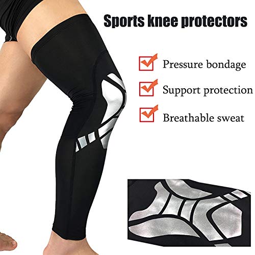 1 Pair Sports Silicone Antiskid Long Knee Support Brace Breathable in Pad Protector Sports Basketball Leg Kneepad(M)