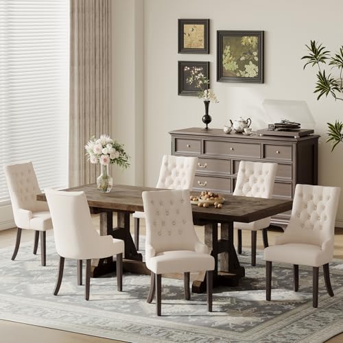 COLAMY Fabric Wingback Dining Chairs
