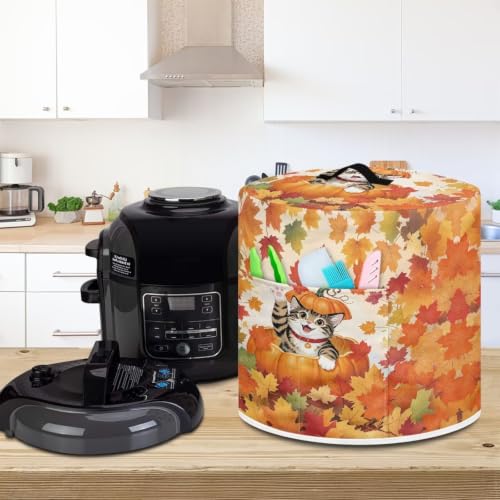 Image of Pumpkin Cat Leaves Quick Cooker Cover Handy Kitchen Appliance Cover