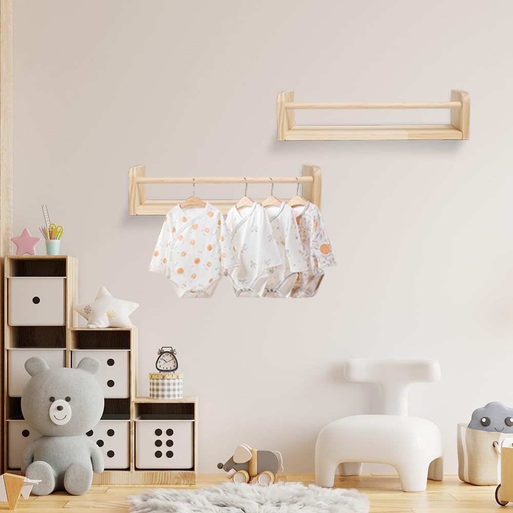 3 Pièces 40cm Étagères Murales en Bois pour Chambre à Coucher