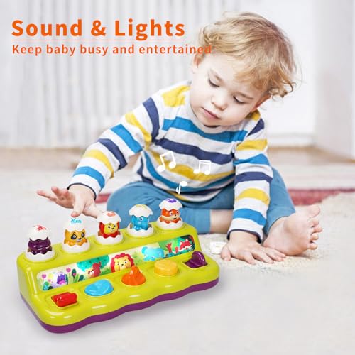 Image of FS Toddler Pop Up Toy with Music and Light, Cause and Effect Toys for 6 9 12 18 Month Old Baby, Early Learning Educational Toys for 1 2 Year Old Boy and Girls Gifts