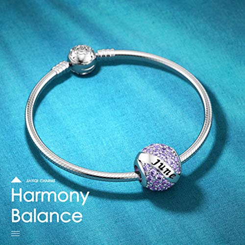 Jiayiqi June Birthstone Charms For Pandora Charms Bracelet- 925 Sterling Silver Bead Openwork Charms,Happy Birthday Charms For Birthday Gift #TOP1