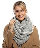 Women Infinity Scarf for Winter Fall - Grey Warm Circle Loop Chunky Thick Scarves, Soft Fuzzy Knit Cashmere Feel Scarfs for Christmas Fashion Accessories