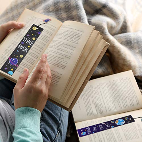 Space Theme Bookmarks With Metal Charms Planet Rocket Space Ship Theme Bookmarks Inspirational Quotes Bookmarks Cards For Space Party Favors Students Kids Adults Encouragement (20 Pieces) #TOP4