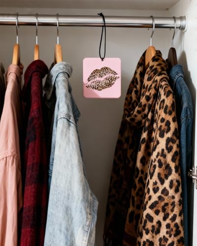 Image of Cheetah Print 5pcs Car Air Freshener Bow Coquette Leopard Print Car Accessories Automotive Interior Hanging Scents Mirror Decor for Women Teen Girls