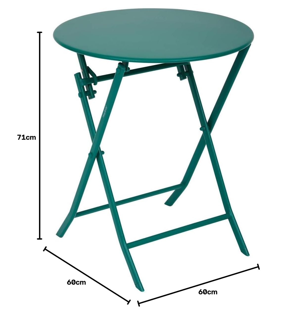 Hespéride - Tavolo da giardino rotondo pieghevole Greensboro, 2 posti, verde opale - Acciaio rinforzato antiruggine - Arredamento per giardino, balcone, terrazzo