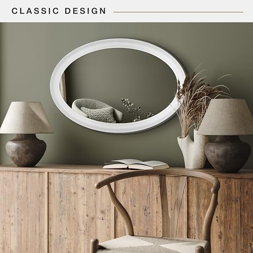 Image of MCS Wall Mirror, 21x31, Classic White Oval, for Bathroom & Bedroom