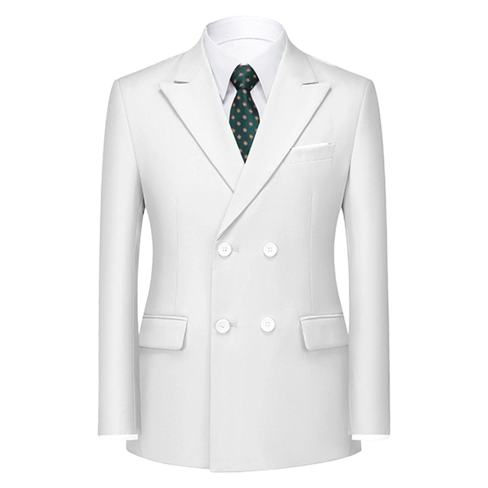 Traje de Negocios Cruzado para Hombre, Corte Entallado, Estilo Deportivo, Chaqueta con Solapa de Muesca y Botones Dorados.
