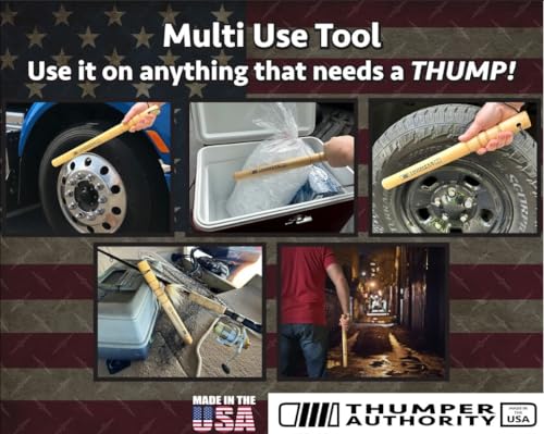 Image of 14 inch Hickory Tire Thumper - Made in USA, Durable Truck Tire Pressure Checker, Fish Bat Knocker, Roadside Tool with Non-Slip Grip
