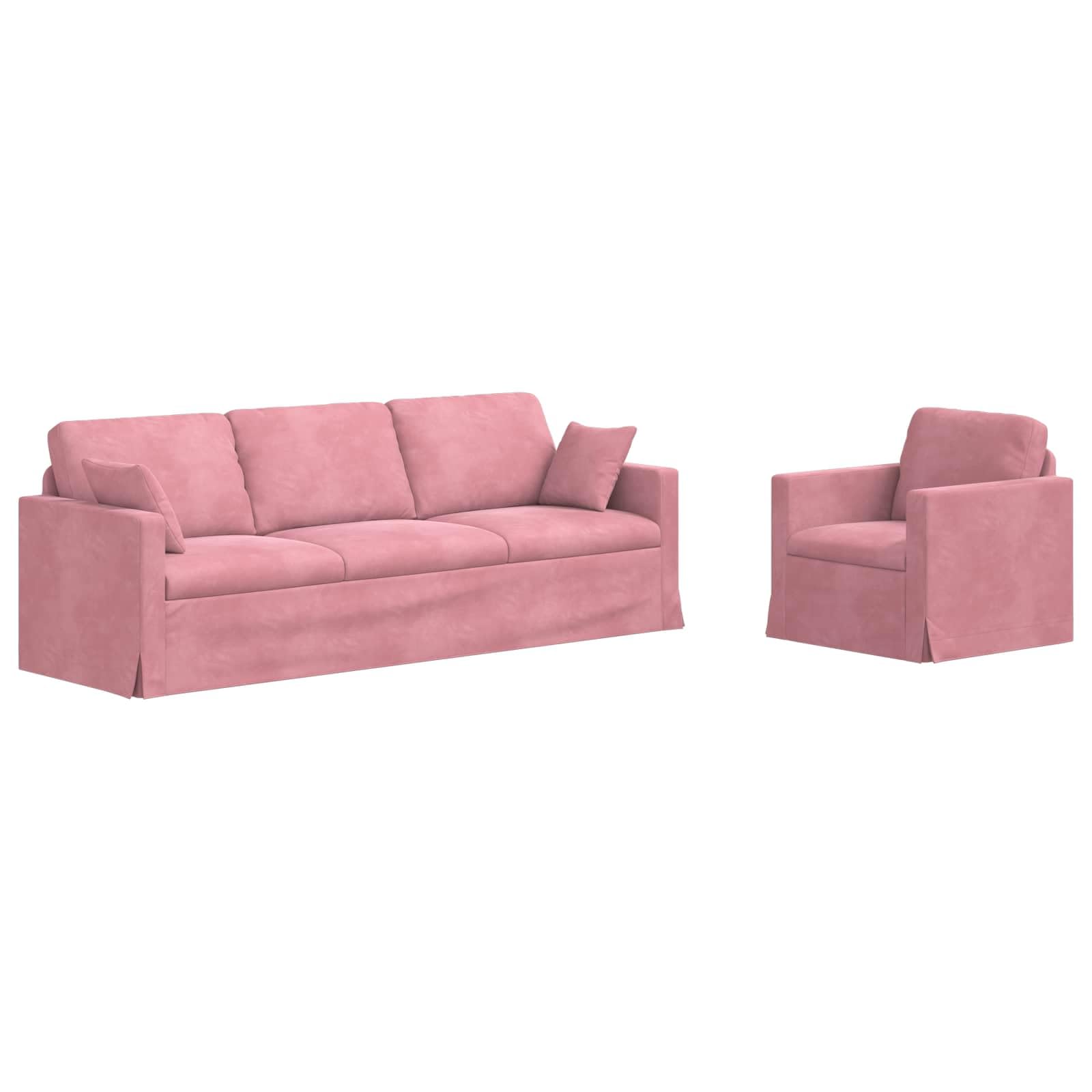 Juego de sofá modular rosa 2 piezas 228 x 78 x 80 cm tela de terciopelo con marco delgado para sala de estar