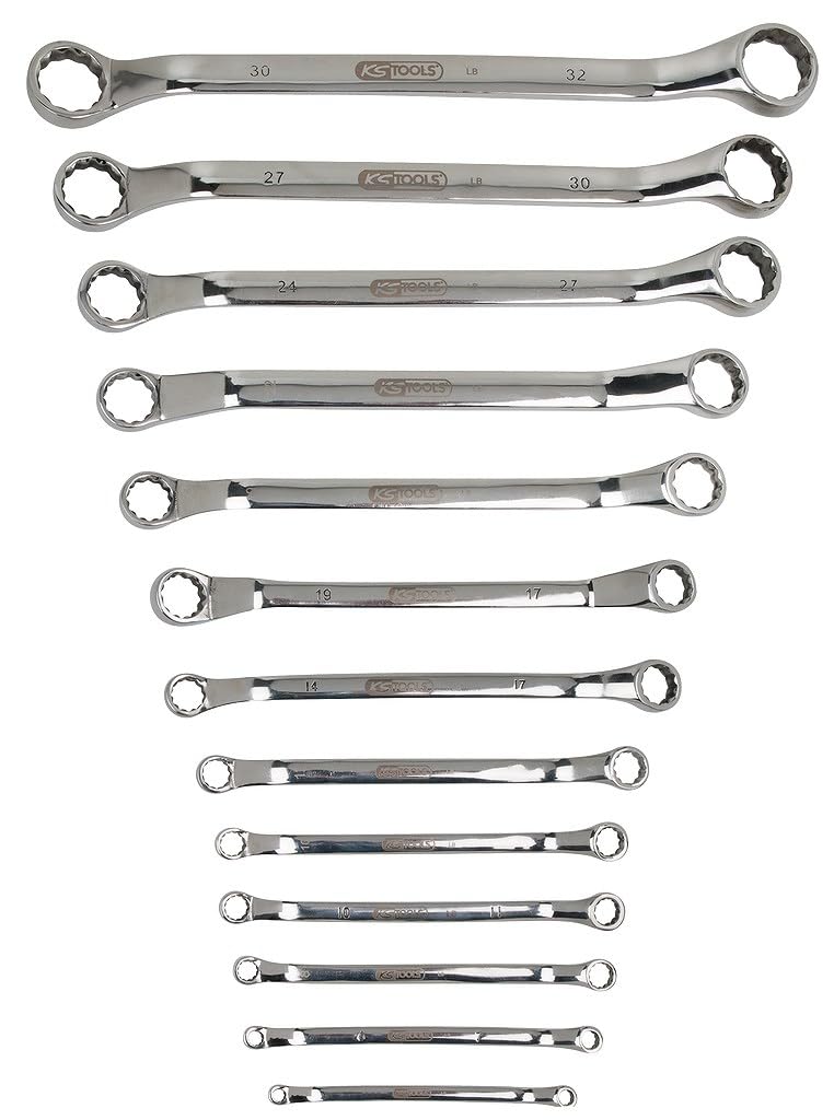 KS Tools 964.1150 Juego de llaves de estrella dobles STAINLESS STEEL, acodadas, 13 pzs